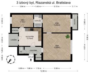 REZERVOVANÉ-BE.LIVE COMPANY- PREDAJ- NEUVERITEĽNÝ- 3- IZBOVÝ- BYT - PÔVODNÝ STAV- RIAZANSKÁ- NOVÉ MESTO