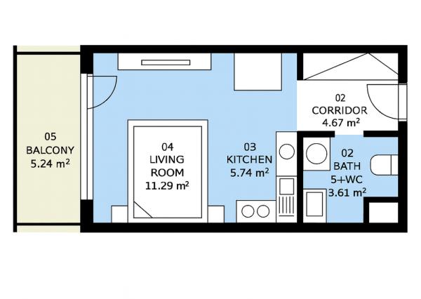 NA PREDAJ - 1-IZBOVÝ BYT S BALKÓNOM V PROJEKTE SLNEČNICE – KOMPLETNE ZARIADENÝ – KLIMATIZÁCIA – NOVOSTAVBA