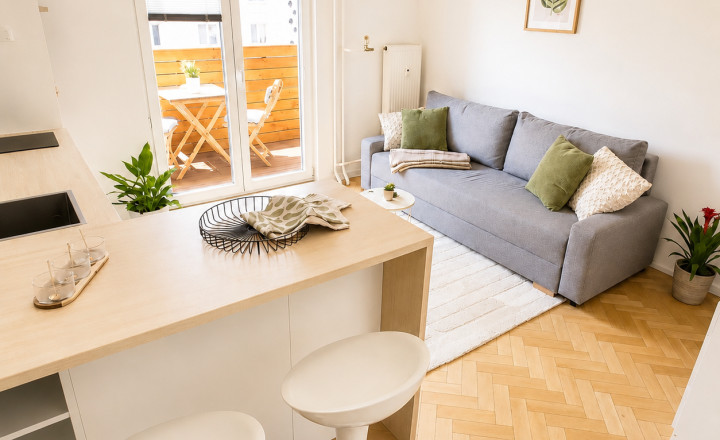 NA PREDAJ- KOMPLETNE ZREKONŠTRUOVANÝ - MODERNÝ 1- IZBOVÝ BYT S ODDELENOU SPÁĽŇOU A BALKÓNOM- BRATISLAVA- NOVÉ MESTO- ČSL PARAŠUTISTOV  - fotografia 1