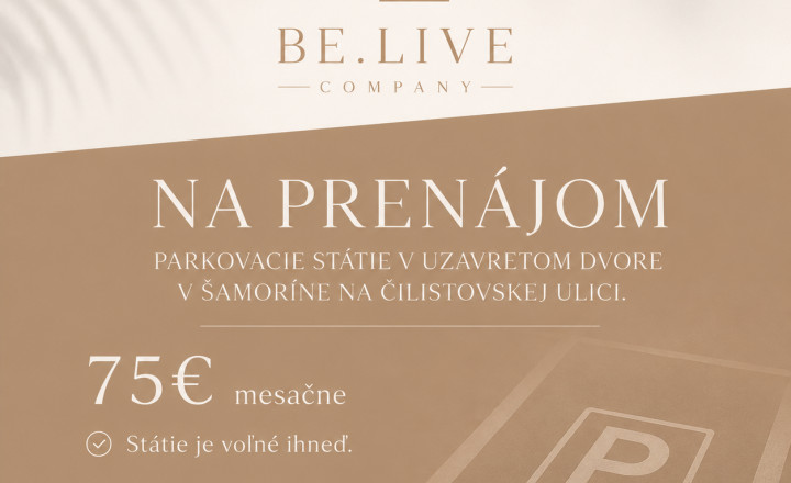 BE.LIVE COMPANY- NA PRENÁJOM- PARKOVACIE STÁTIE- V UZAVRETOM DVORE- ČILISTOVSKÁ ULICA- ŠAMORÍN  - fotografia 1